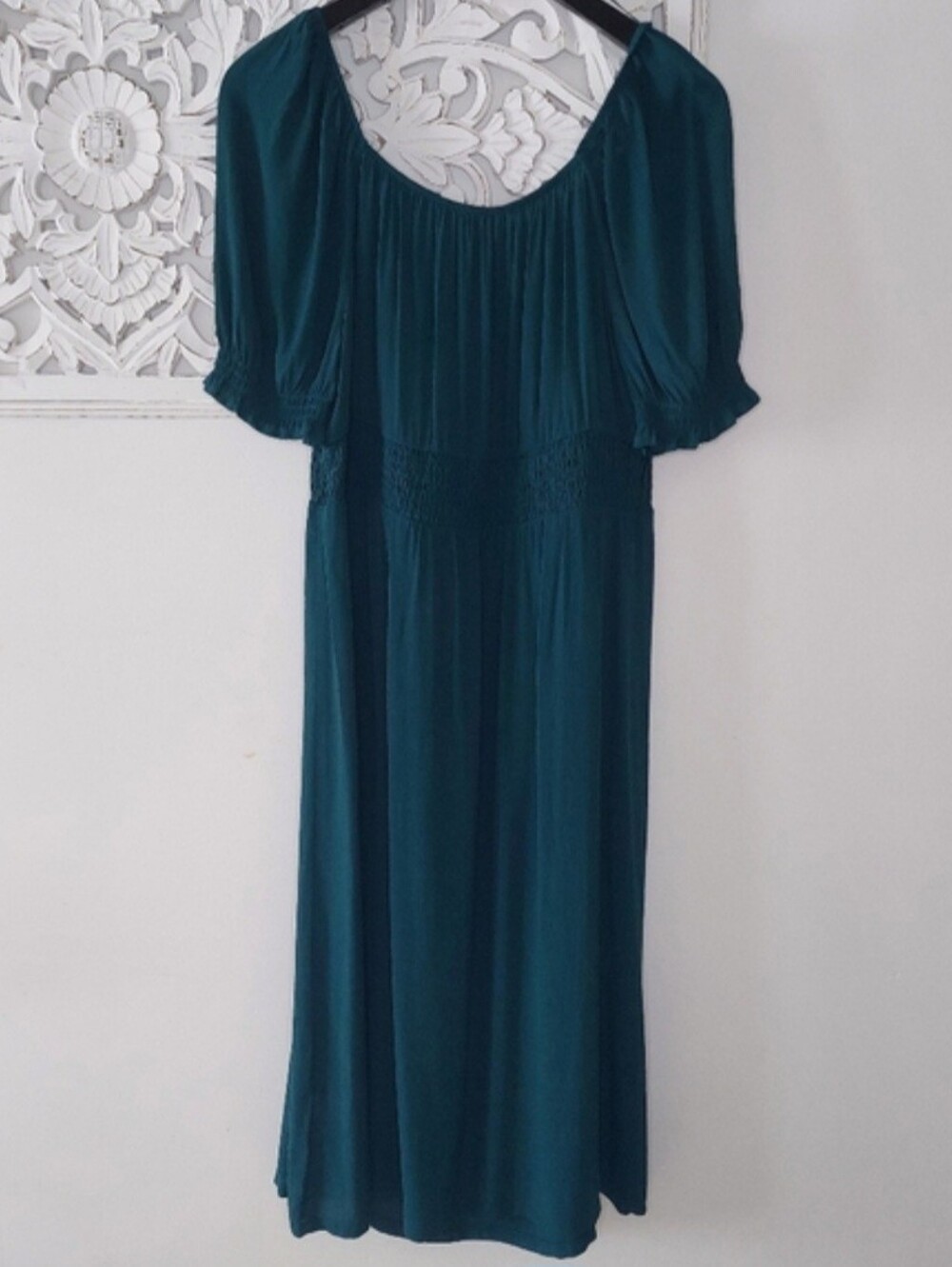 NWT Addition Elle Teal Green Off The Shoulder  [size X] Midi Dress - Picture 4 of 9